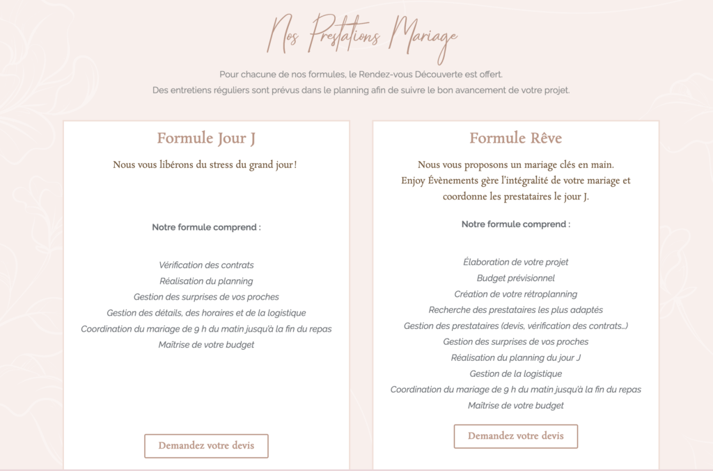 Prestations wedding planner Bordeaux 